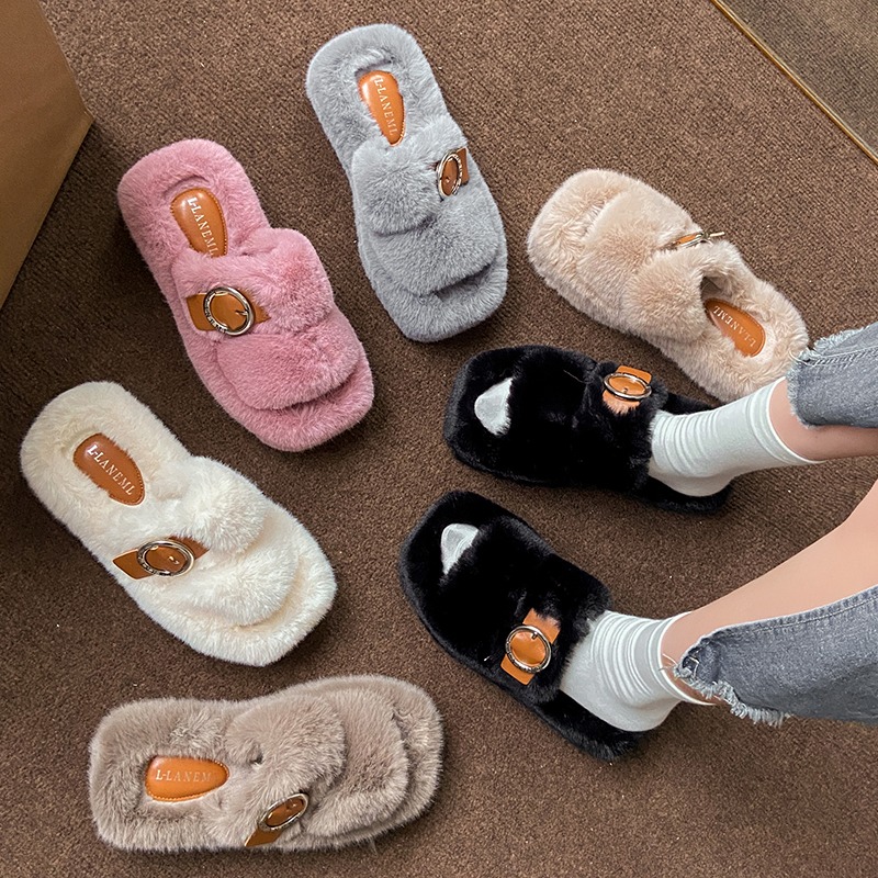 Women'S Fashion Winter 2026 - 2026 New Buckle Decor Plush Warm