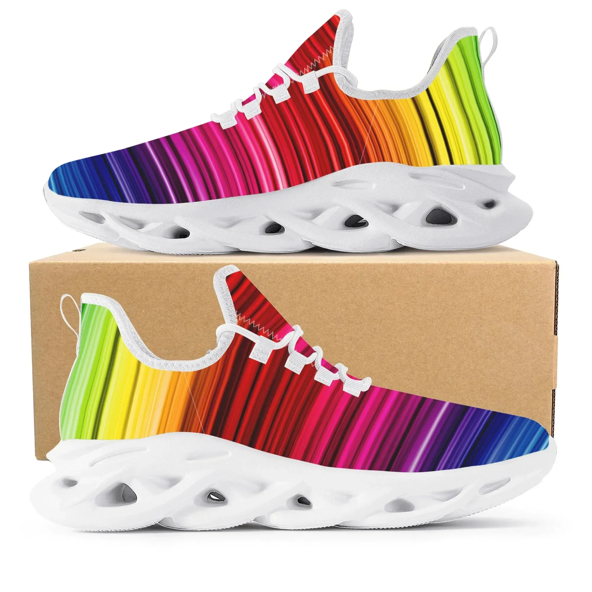 Women'S Fashion Running Shoes - Colorful Rainbow Design Fashion Hot Sneakers
