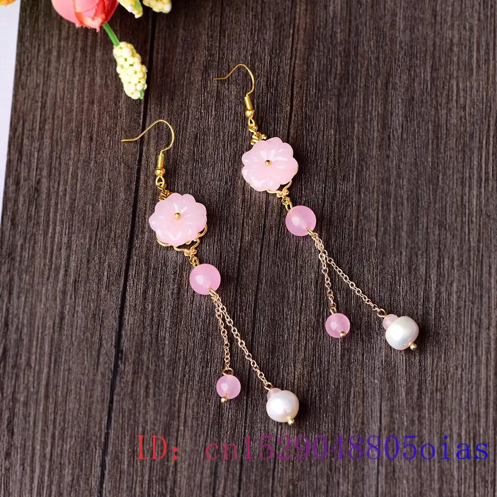 Pink Jade Flower Earrings Chal - огляд і ціна Women Fashion Jewellery