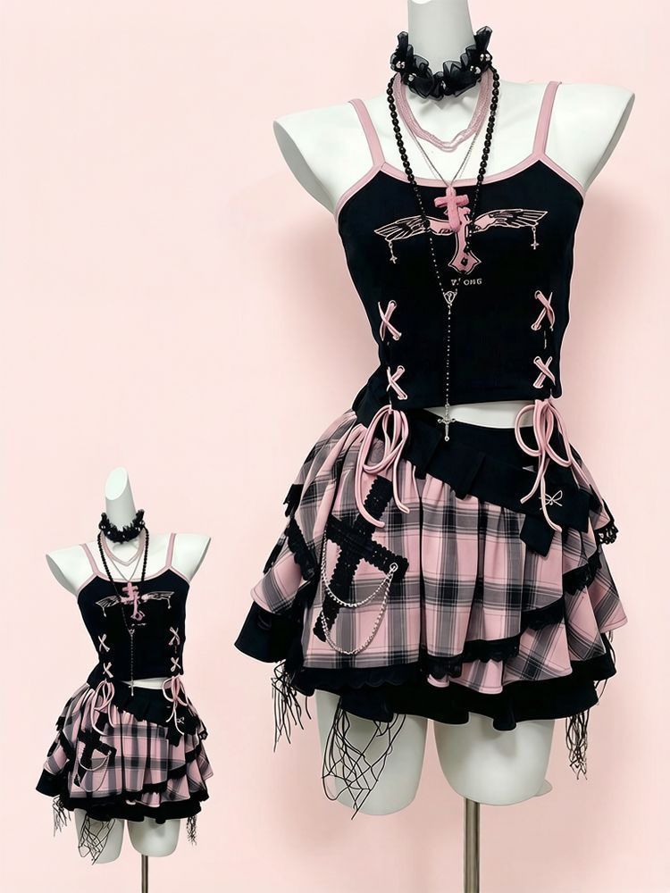 Vintage Y2K Dark Sweet Skirt S - огляд і ціна V Neck Cami Top