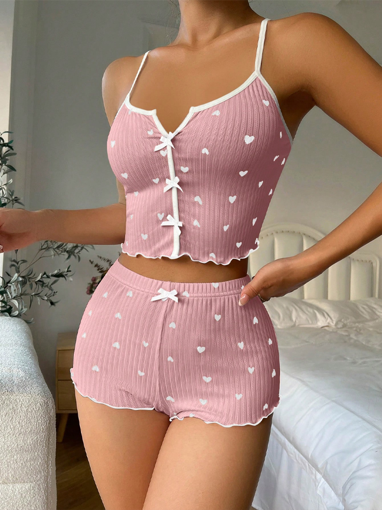 2026 new Sexy Heart Print Paja - огляд і ціна V Neck Cami Top