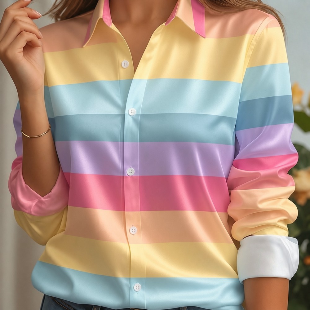 Women Satin Lapel Collar Shirt - огляд і ціна Women Fashion Styles