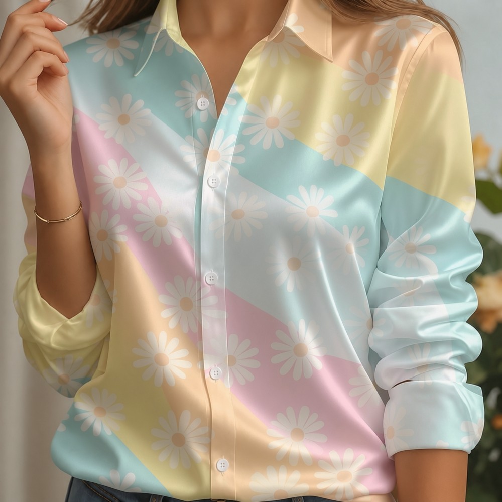 Women Satin Lapel Collar Shirt - огляд і ціна Women Fashion Styles