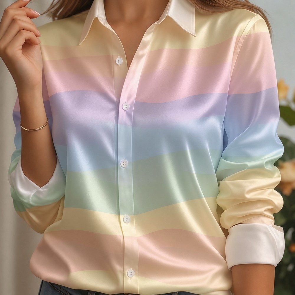 Women Satin Lapel Collar Shirt - огляд і ціна Women Fashion Styles