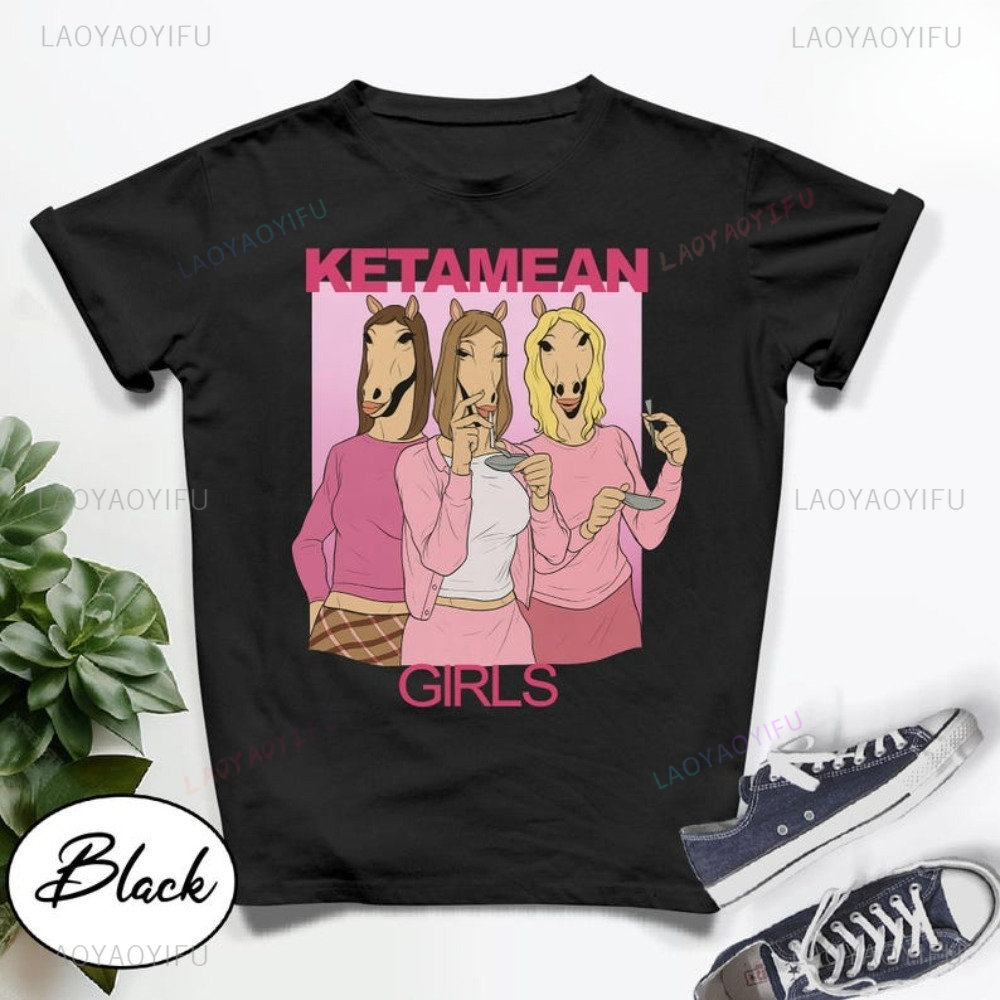 Ketamean Funny Horse Girl Grap - огляд і ціна Women'S Fashion Graphic Tees