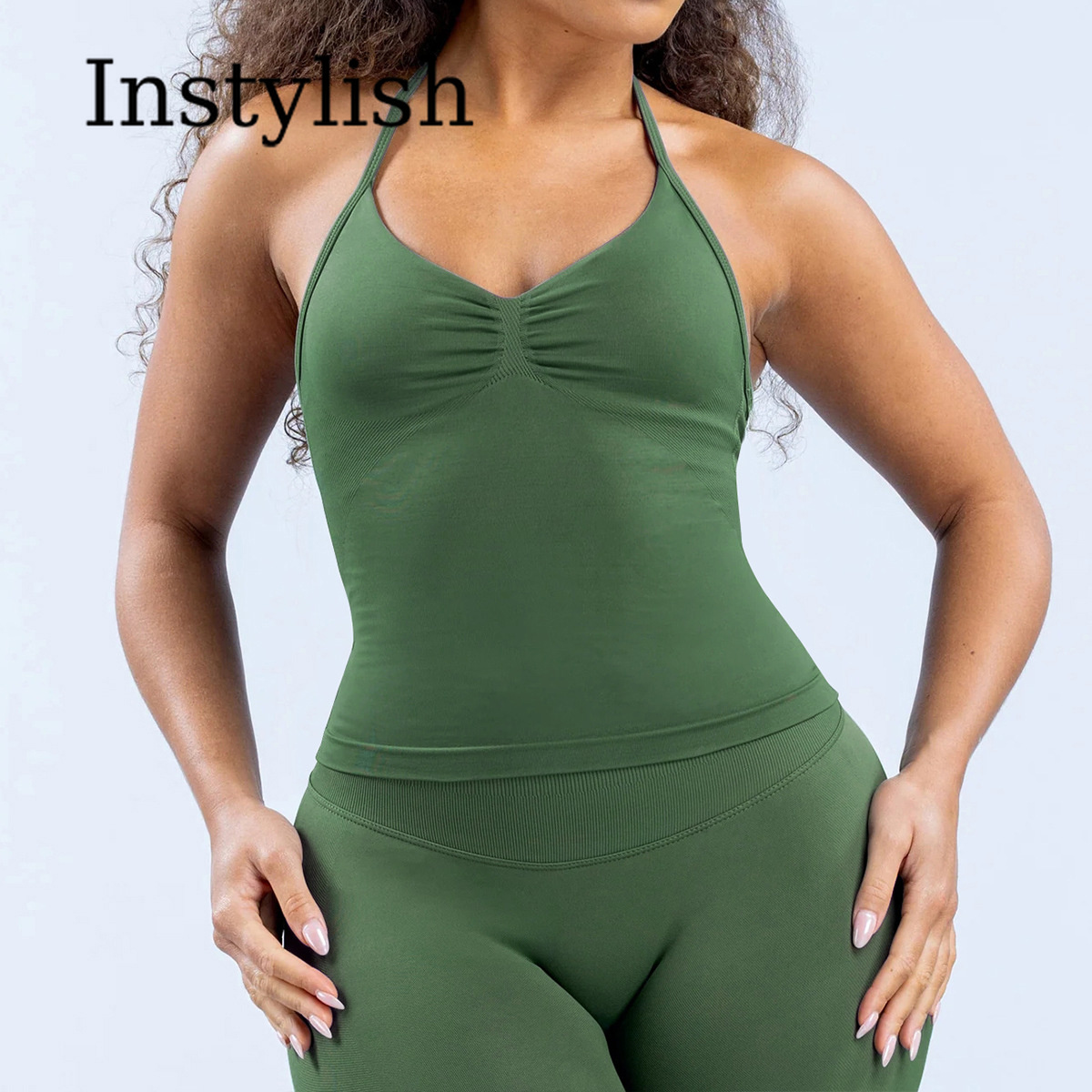 Women Seamless Yoga 2 Piece Se - огляд і ціна V Neck Cami Top