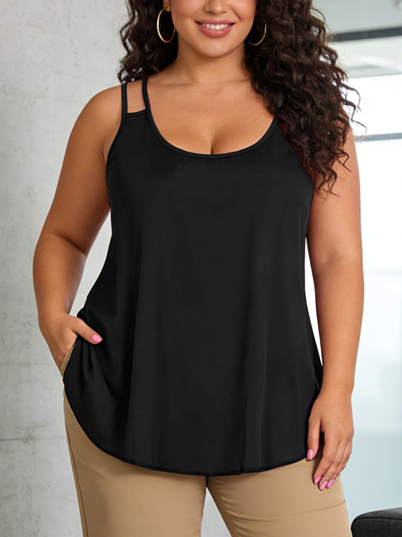 Plus Size Women Cami Top Doubl - огляд і ціна V Neck Cami Top