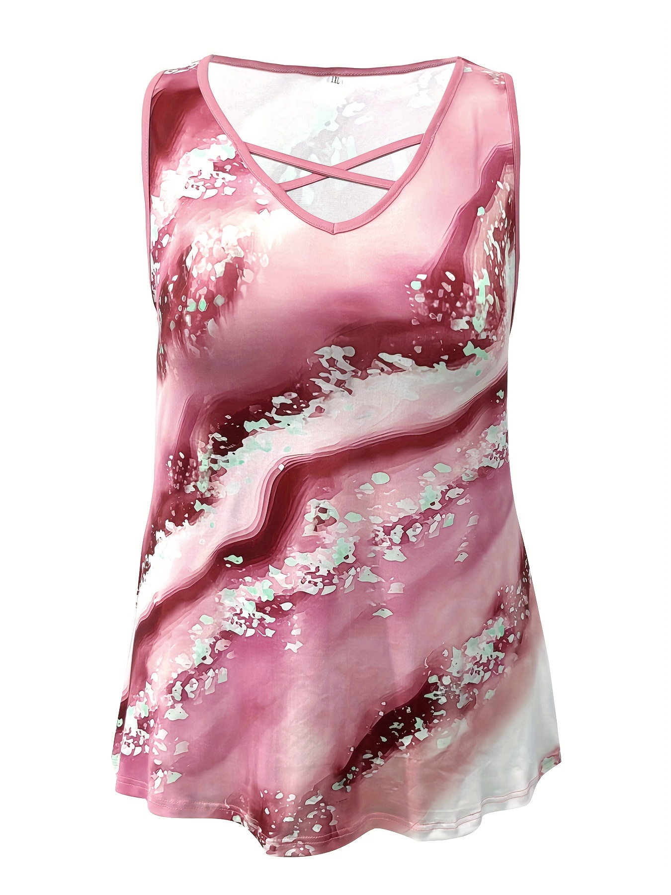 Plus Size Marble Print Tank To - огляд і ціна V Neck Cami Top