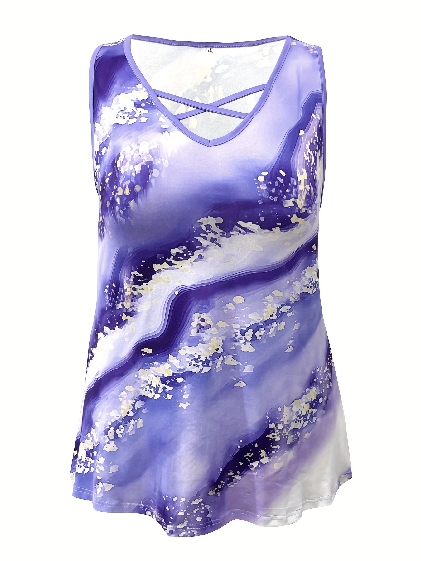 Plus Size Marble Print Tank To - огляд і ціна V Neck Cami Top